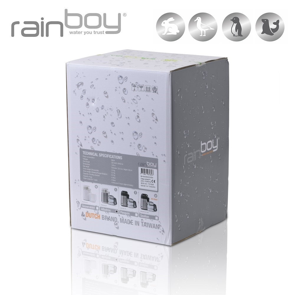 
                  
                    Achterkant van de verpakkingsdoos van de Rainboy Waterdistiller
                  
                